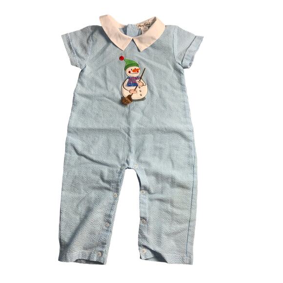 Classy Couture Seersucker Snowman Outfit‎ 18 mo - Picture 1 of 3
